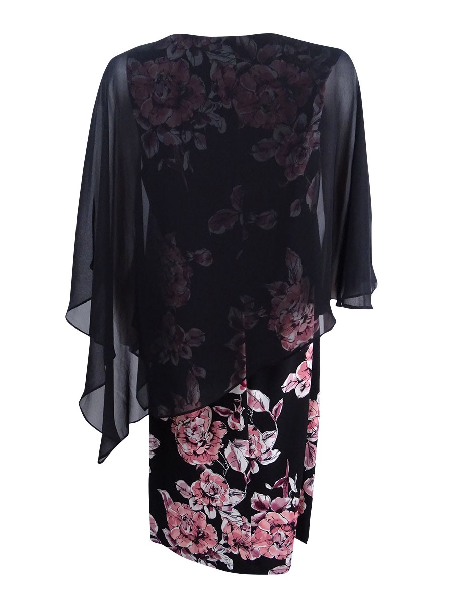 sachin and babi light blue dress Connected Women's Floral-Print & Chiffon Cape Dress (10, Dusty Rose)