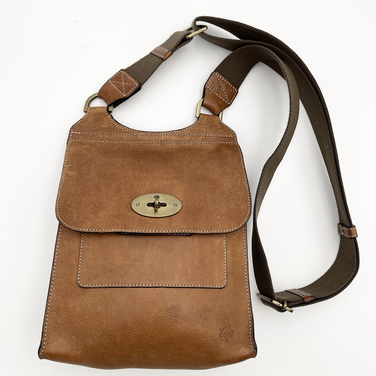 Genuine Mulberry Anthony Large Oak Brown Leather Crossbody