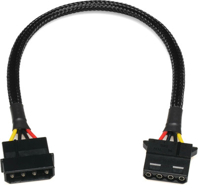 CRJ 4-Pin Peripheral Molex Extension Cable - 12-Inch (30Cm), Black Sleeved - Ext