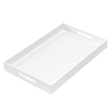 Glossy White Sturdy Acrylic Serving Tray with Handles 12x20x2H Inches -Spill ...