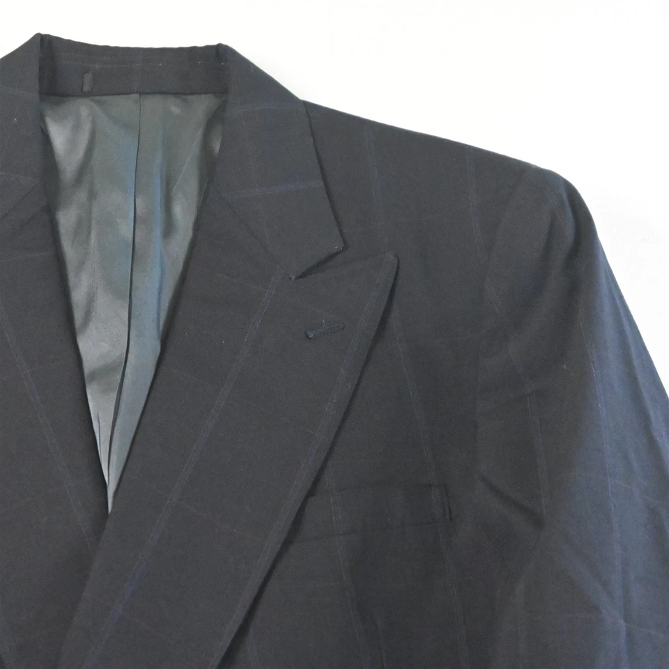 Chaqueta Blazer Abrigo Deportivo De Colección Hecha en EE. UU. 38S Azul Marino Ventana Lana Doble Pecho Foto 2 de 4