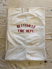 Vtg 50s Sanforized HBT Coveralls Chainstitched Bettsville Fire Dept. Size 46