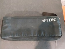 Vintage TDK 15 Cassette Zipper Carrying Case Black with Strap