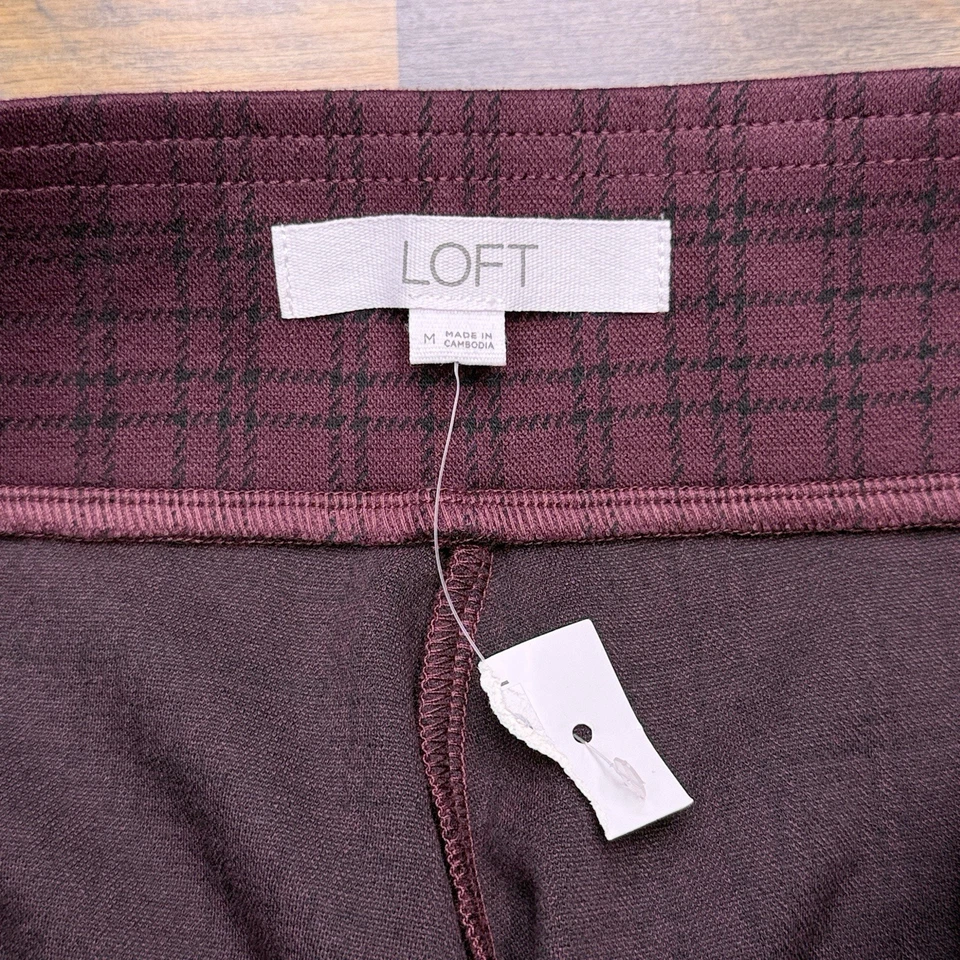 Legging Loft Mujer Mediano Borgoña Cuadros Elástico Nuevo  Foto 4 de 4