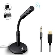 USB Desktop Microphone 3.5mm Omnidirectional PC Laptop Computer Mic for Computer