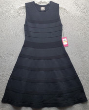 Vince Camuto Fit & Flare Dress Womens Small Black Mesh Knit Sleeveless Pullover