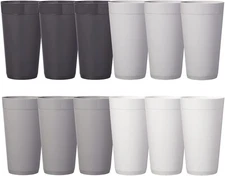 US Acrylic Newport 20 Ounce Unbreakable Plastic Stackable Water Tumblers in Grey