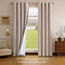 Light Khaki and Silvery 100 Blackout Curtains 84 Inch Length 2 Panels,