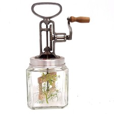 Butterschleuder Handkurbel Holzpaddel Butterfass Glas 1L Buttermaschine 28 cm