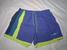 Vintage 90s CHAMPION Men's Nylon Swim Suit Trunks Size L 36-38 Blue Green