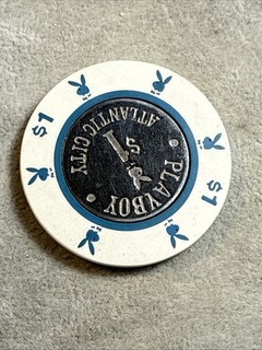 Vintage 1980s Playboy Atlantic City $1 Casino Chip Metal Center Obsolete