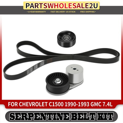 #ad 3x Serpentine Belt Drive Component Kit for Chevrolet K2500 C1500 GMC V8 7.4L GAS $56.99