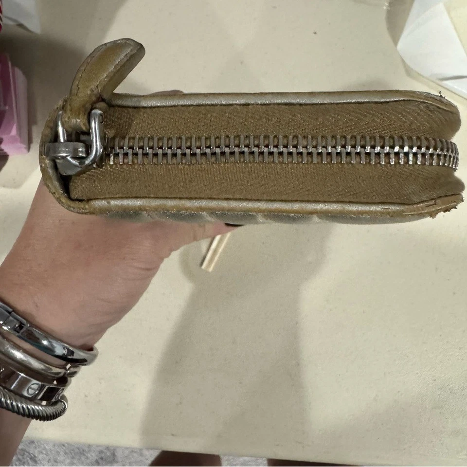 Prada Milano Quilted Metallic Gold Zip-Around Wallet - Image 3 of 4