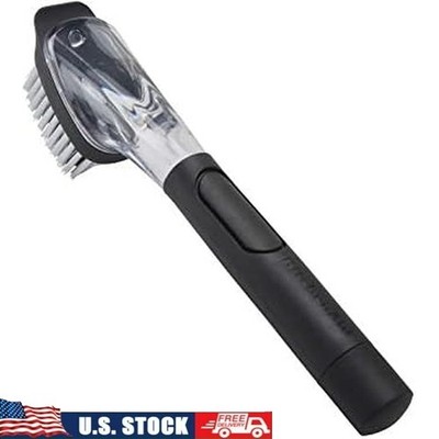 Dish Brush W/ Soap Dispenser Durable Nylon Bristles Easy Grip Kitchen Tool New