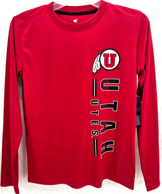 NEW Utah Utes Colosseum Athletics Red LS Crew Neck Tee T-Shirt Youth M 12-14
