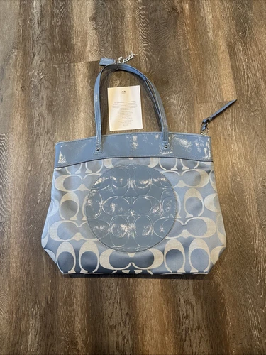 Borsa a tracolla Coach Laura Signature blu chiaro F18335 nuova