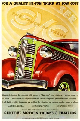   GMC Trucks Vintage 1930s Advertisement Poster 24x36  -Hi-Res   Rare Reprint