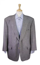 Paul Stuart Gray Knit Windowpane 100% Cashmere Sportcoat Blazer 48R