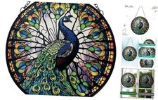 Peacock Decor Stained Glass Suncatcher - Window Wall Hanging Ornament Hand