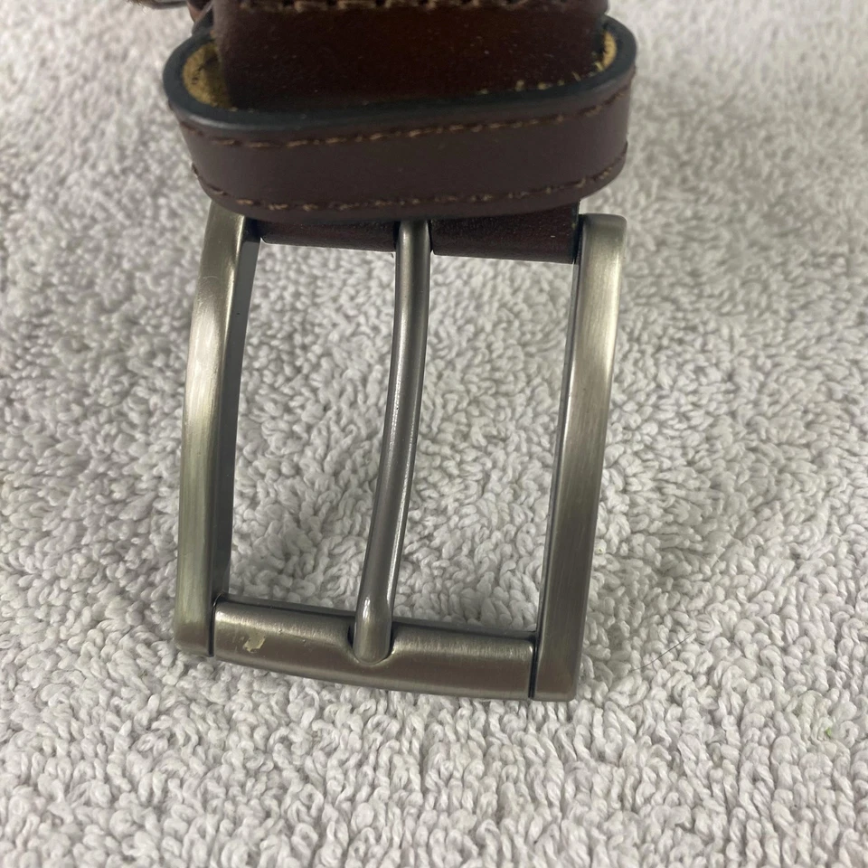 Tommy Bahama Belt Mens 42-44 Brown Black Woven Braided Leather Silver Buckle - Image 3 of 4