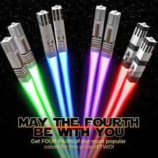LIGHTTICKS LIGHT up STAR WAR CHOPSTICK LED Glowing Light Saber Chop Sticks RE...
