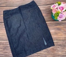EUC Express Chambray Denim Pencil Skirt  Dark Wash  Sz 4  Stretch FREE SHIPP