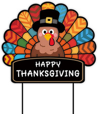 Thanksgiving Decorations Outdoor - Metal Turkey Yard Stakes Happy Thanksgiving F