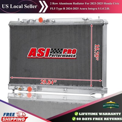 2-Row Radiator For 2023-2025 Honda Civic FL5 Type R Acura Integra S L4 2.0L