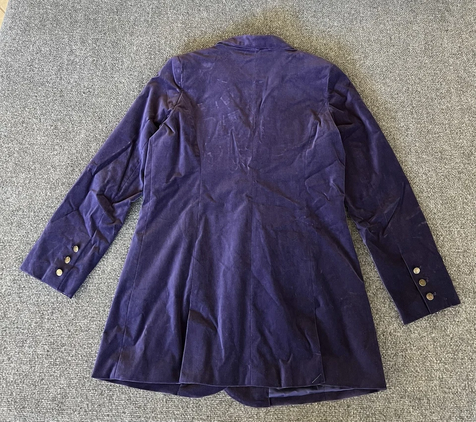 Chaqueta Blazer D2G By Diane Gilman Para Mujer Terciopelo Elástico Púrpura Real Grande Foto 2 de 4