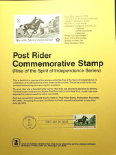 POST RIDER #1475 SPIRIT OF INDEPENDENCE  1973   USPS FD SOUVENIR PAGE