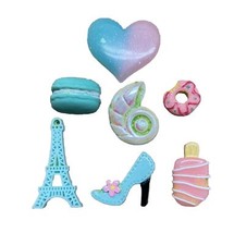 Plastic Crafting Trinkets Lot of 6 Donut Heart Popsicle Crafting Decorative