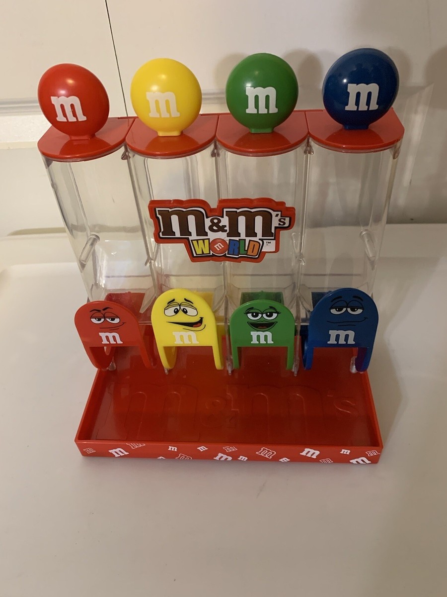 M&M's World Four Tube Red Candy Dispenser 4 colors Red, Yellow