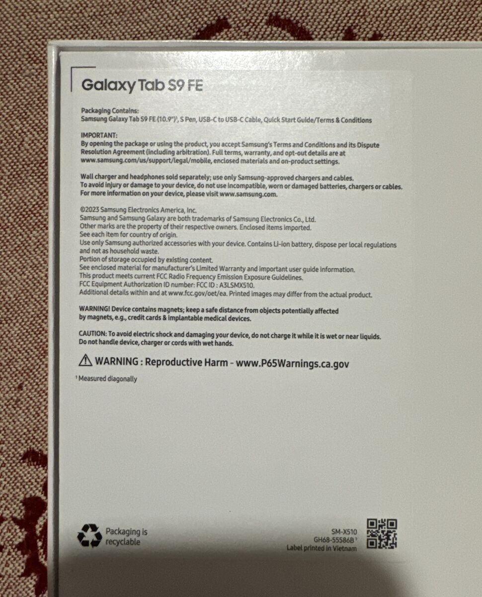 Samsung Galaxy Tab S9 FE SM-X510 , 8GB RAM / 256GB, Wi-Fi Samsung Galaxy Tab S9 FE SM-X510 , 8GB RAM / 256GB, Wi-Fi