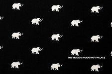 3 Yard Black White Elephant Printed Cotton Indian Natural Sanganeri Print Fabric