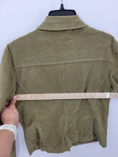 Talbots Jacket Womens Medium Green Corduroy Button Up Trucker Boho Safari - Picture 7 of 9