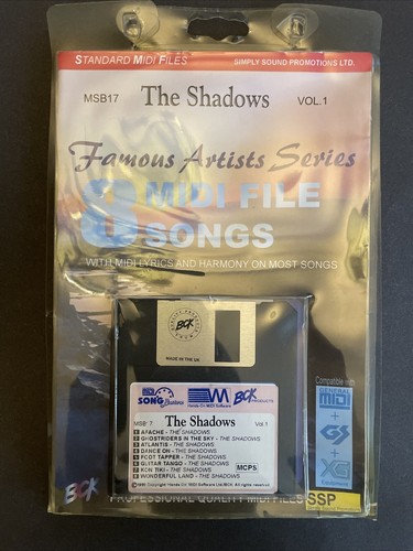 Famous Artists Series Midi Files - The Shadows Vol.1 Midi Songs Floppy Disk
