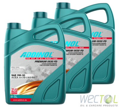 3 x 5 Liter Addinol Premium 0530 FD 5W-30 Motoröl Ford Jaguar Land Rover