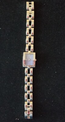 Vanity Fair Silver Tone Watch Purple Dial Link Band 7'' Max Size New Battery