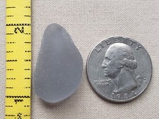 GENUINE BEACH SEA GLASS SURF TUMBLED SILVER GRAY GREY SMOKE FROSTED PENDANT E6