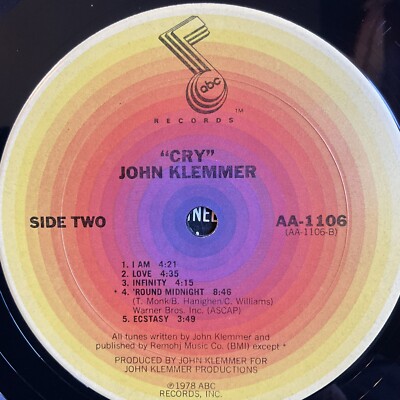 John Klemmer/Solo Saxophone Cry/ABC/ Orig Inn EX/VG Poly Album