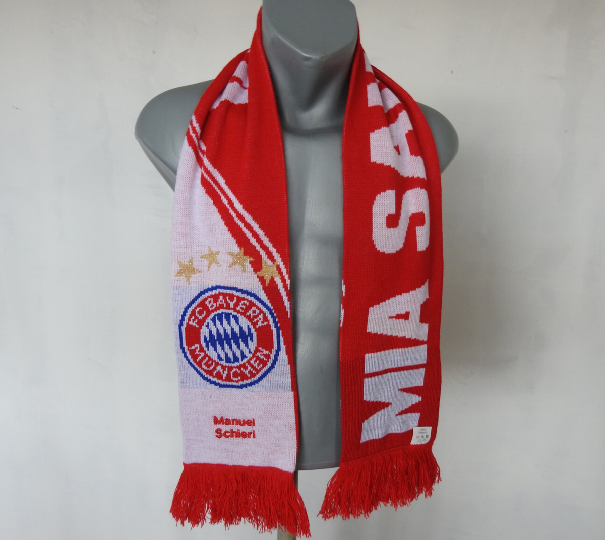 FC バイエルンミュンヘン サッカーマフラー レッド ホワイト スカーフ FC Bayern Munchen FAN SCARF Red Mia San Mia Red White Munich