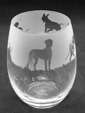 GREAT DANE Frieze Boxed 36cl Crystal Stemless Wine / Water Glass