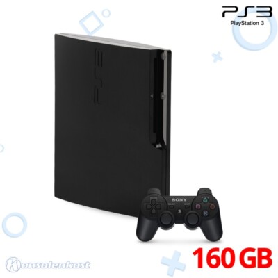 PS3 / Playstation 3 - Konsole Slim 160GB #schwarz + Original Controller + Zub.
