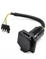 Flat 4 Pin to 7 Way Blade RV Trailer Plug Adapter Tow Truck Light Connector US