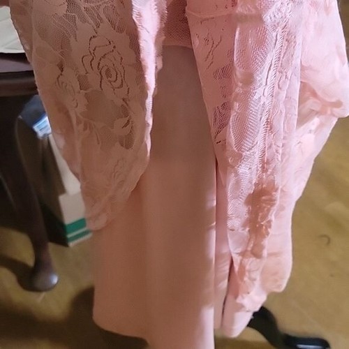 Abito Dressystar A-line pizzo floreale overlay rosa medio formale ballo matrimonio pizzo - Foto 6 di 6
