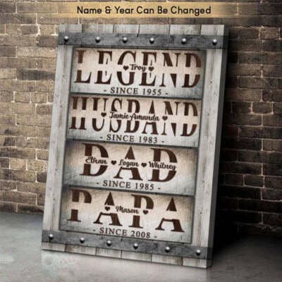Legend Husband Dad Papa Est Personalized Poster, Canvas Gift for Home Décor Wall