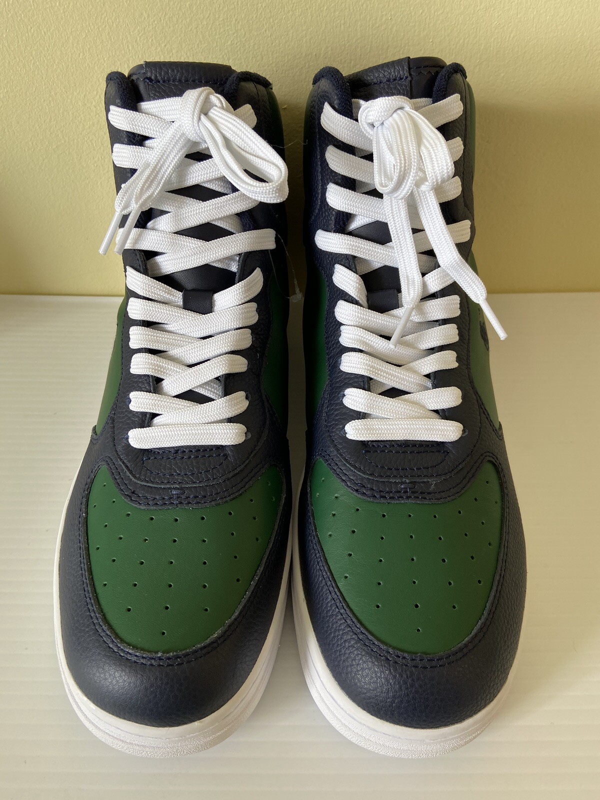 PONY Polo Ralph Lauren Uomo Masters Mid Sneakers Alte in Pelle Navy e Verde 10 5