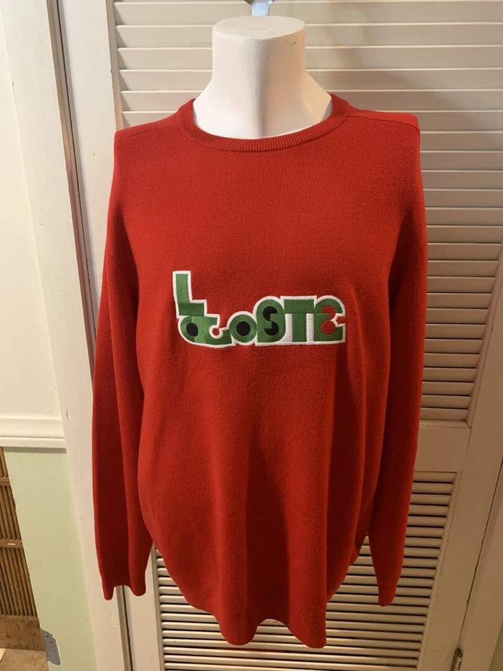 $295 Lacoste Para Hombre Rojo Manga Larga Cuello Redondo Logo de Cocodrilo Lana Top Sudadera Foto 2 de 4