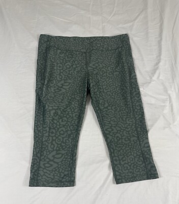 Tek Gear Women Green Leopard Print Athletic Crop Leggings Size 3X