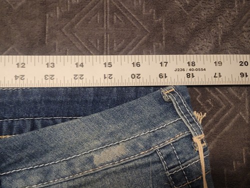 Seven 7 Denim blue jean shorts womens 14 Nwt med wash fade Stretch Momcore - Picture 6 of 10